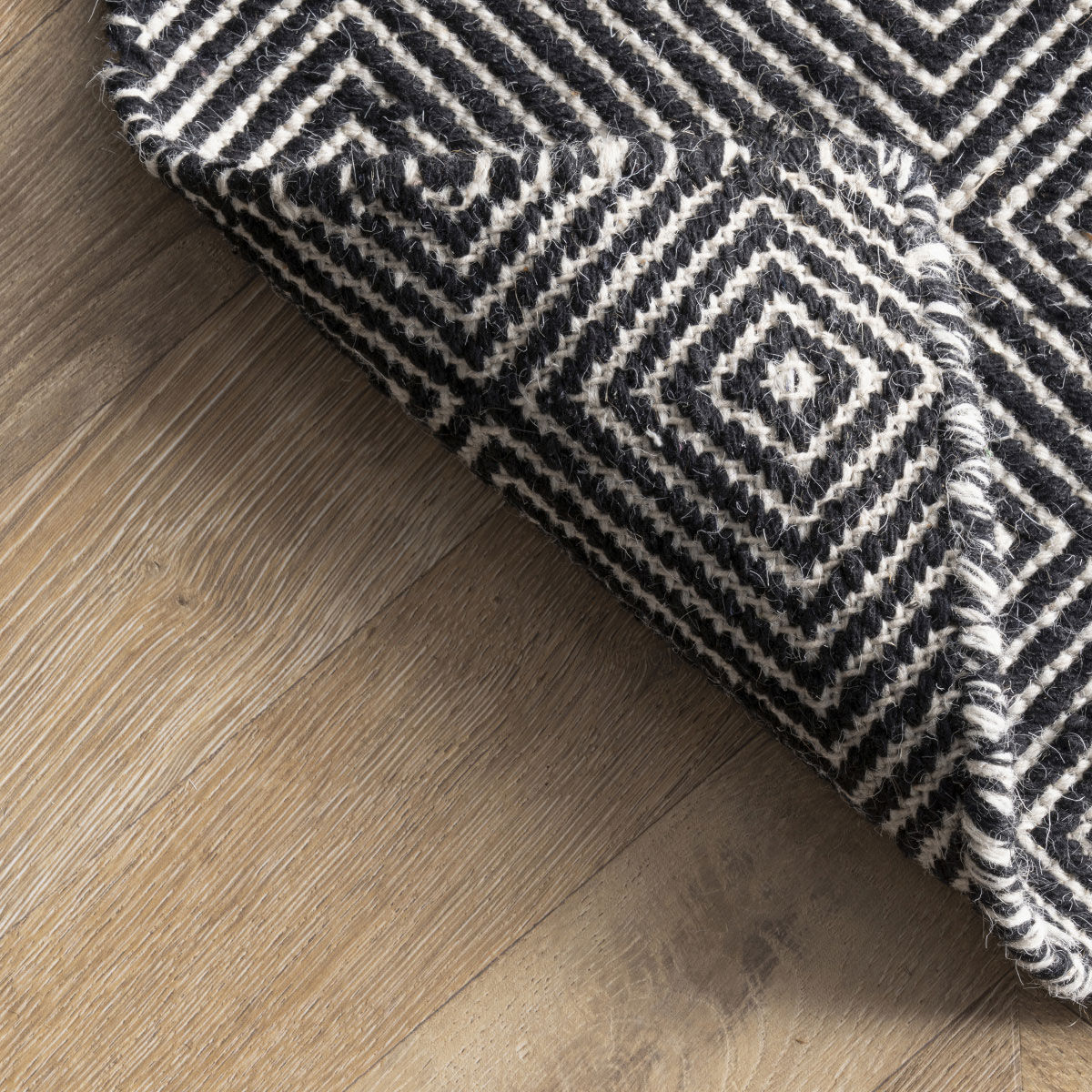 Large View Dhurrie Black Flatweave Wool Rug
