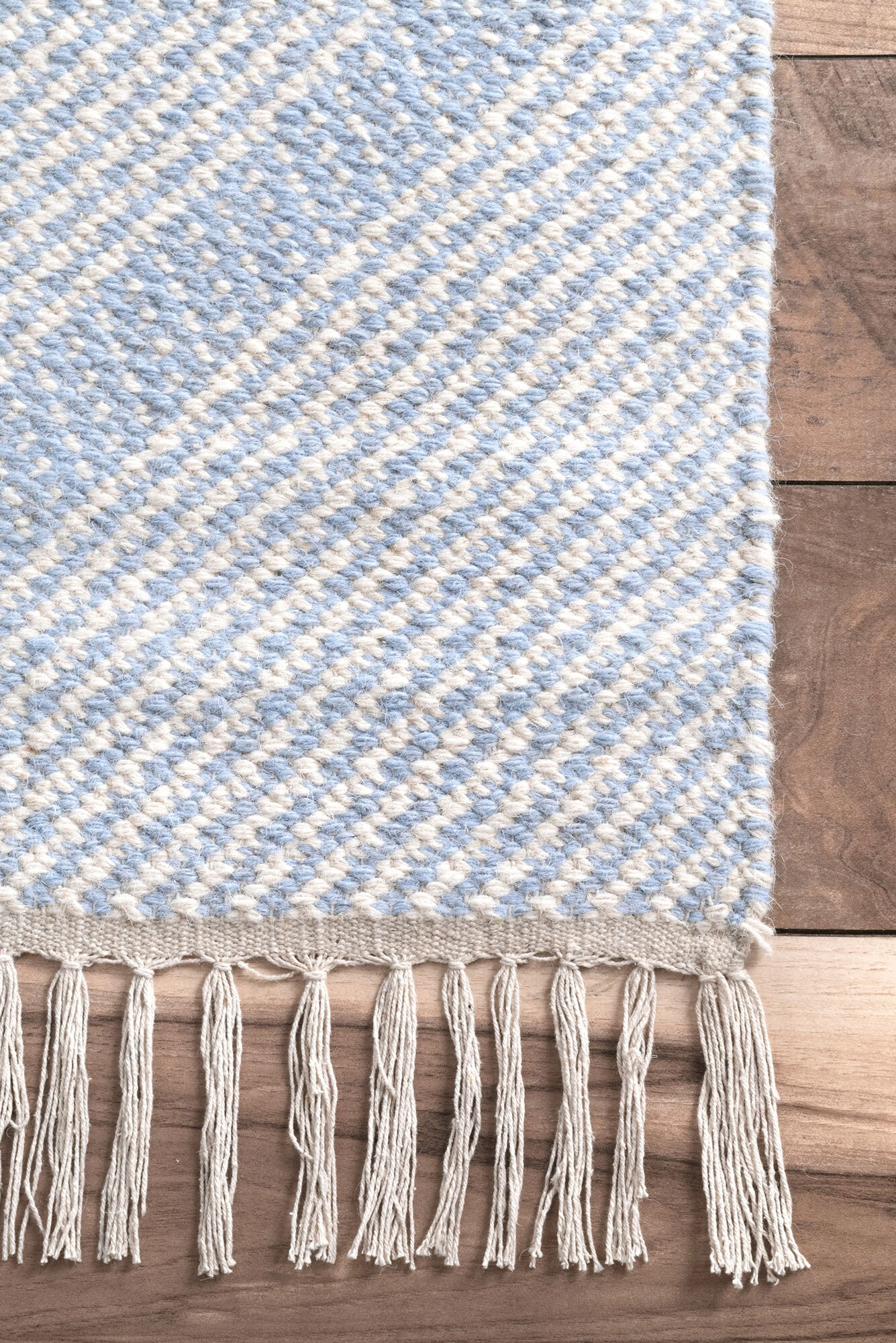 Dhurrie Blue Flatweave Wool Rug