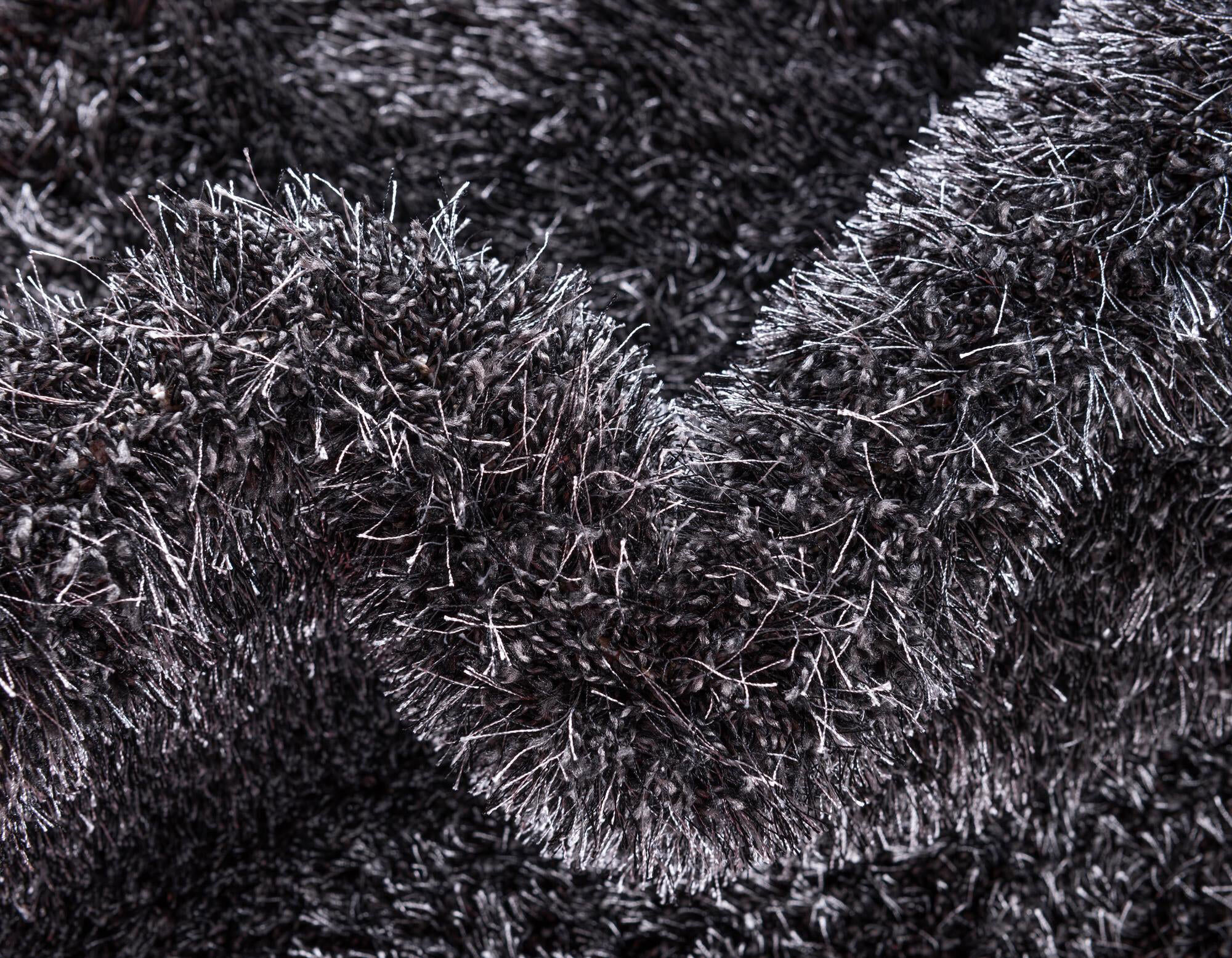 Large View Dream Plain Black Shaggy Rug