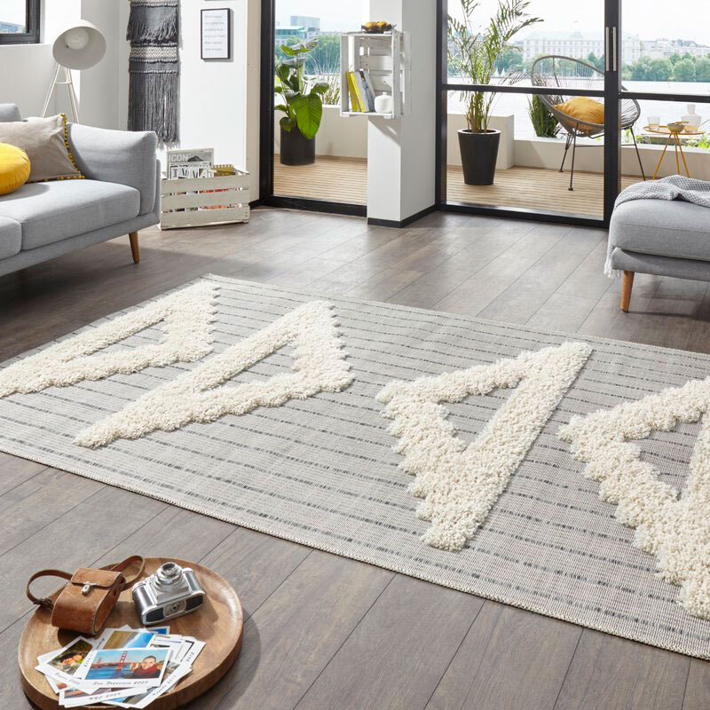 Large View Evan Multi Texture Geometric Rug