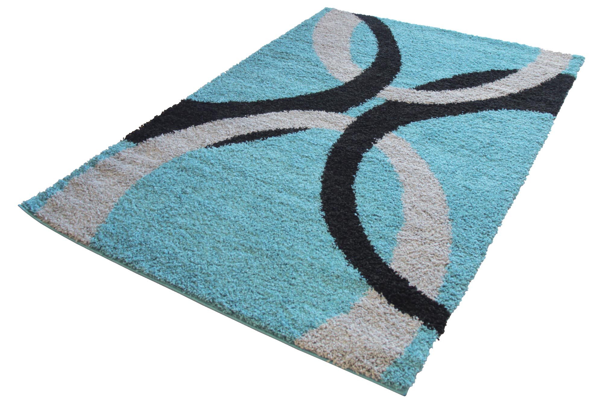 Moss Modern Turquoise Shag Rug