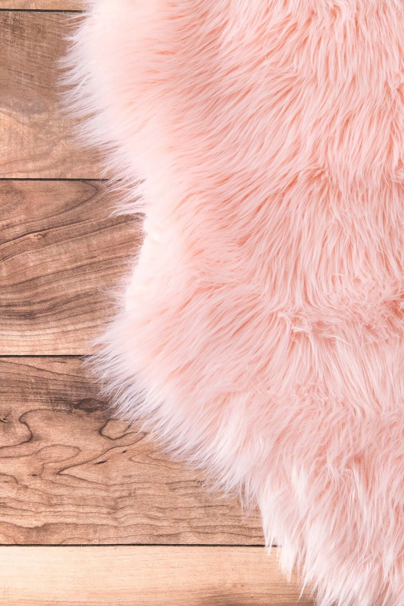 Large View Fluffy Pink Fur Faux Sheepskin Rug