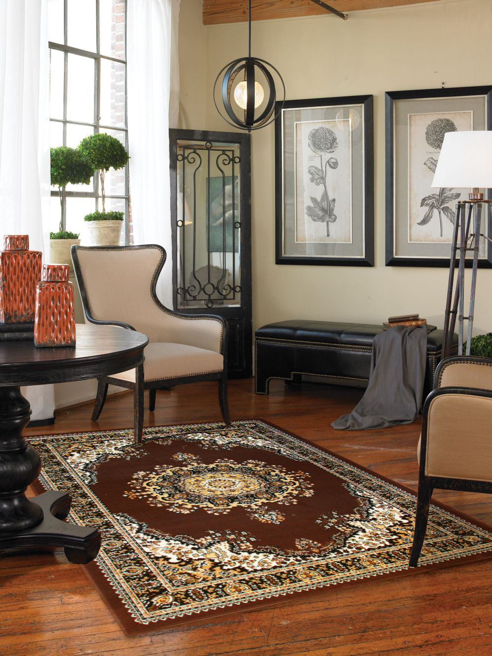 Large View Gil Classic Brown Medallion Rug