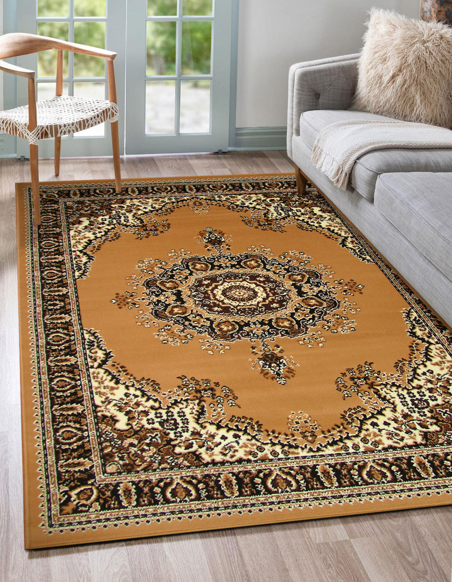 Large View Gil Tan Traditional Medallion Rug