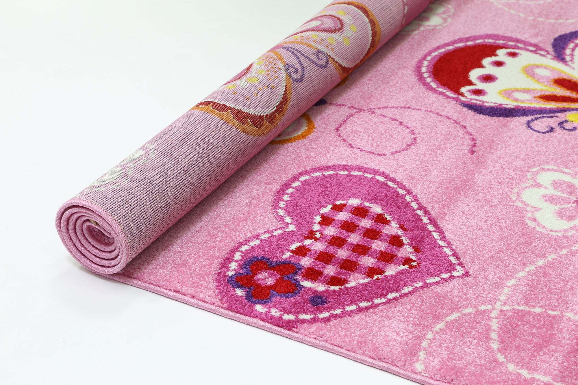Large View Hello Soft Pink Butterfly Kids Rug