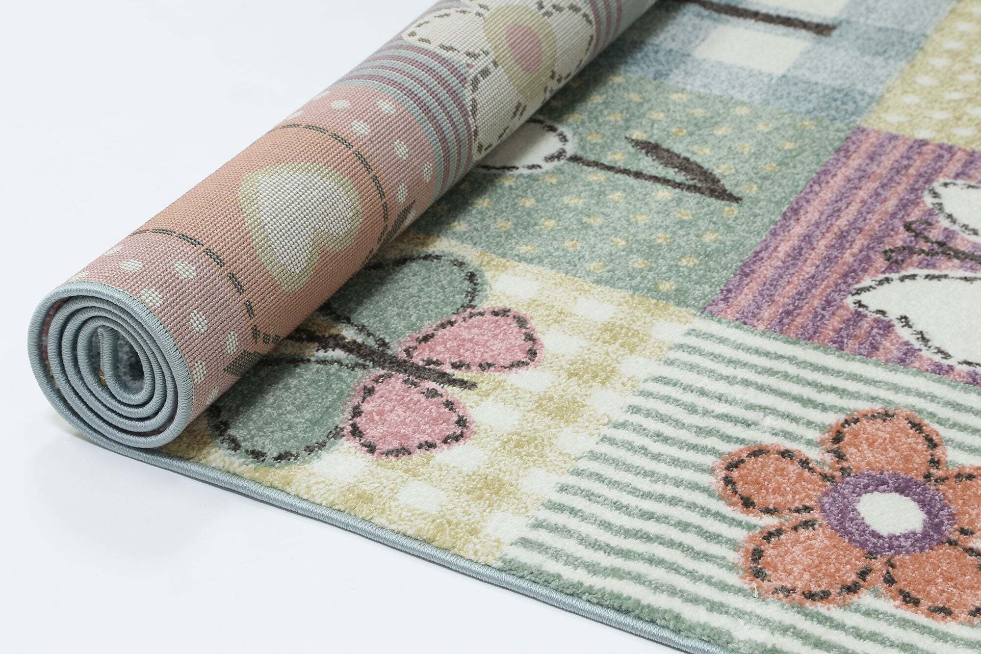 Large View Hello Flower Geometric Kids Rug