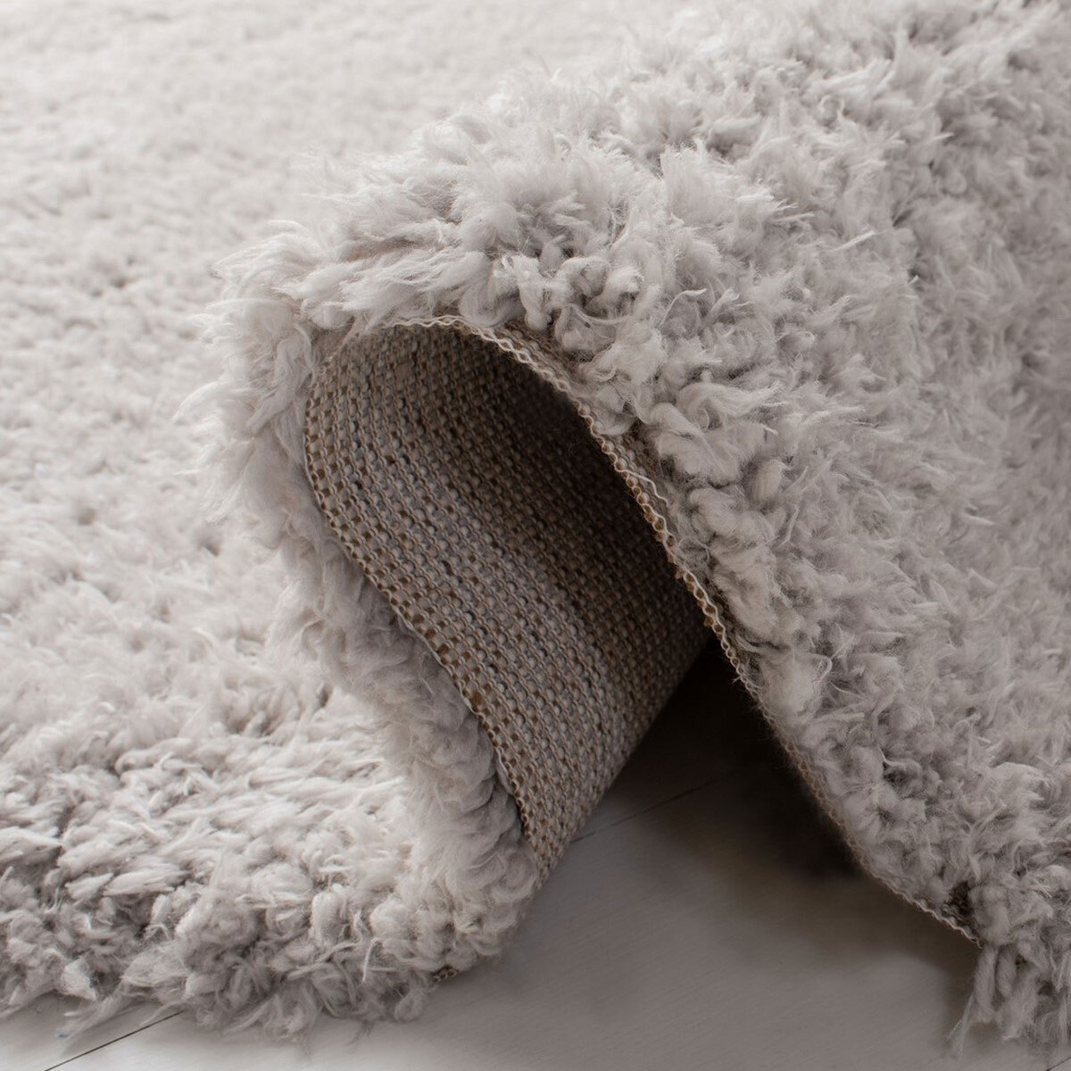 Large View Havana Plain Light Grey Shag Rug