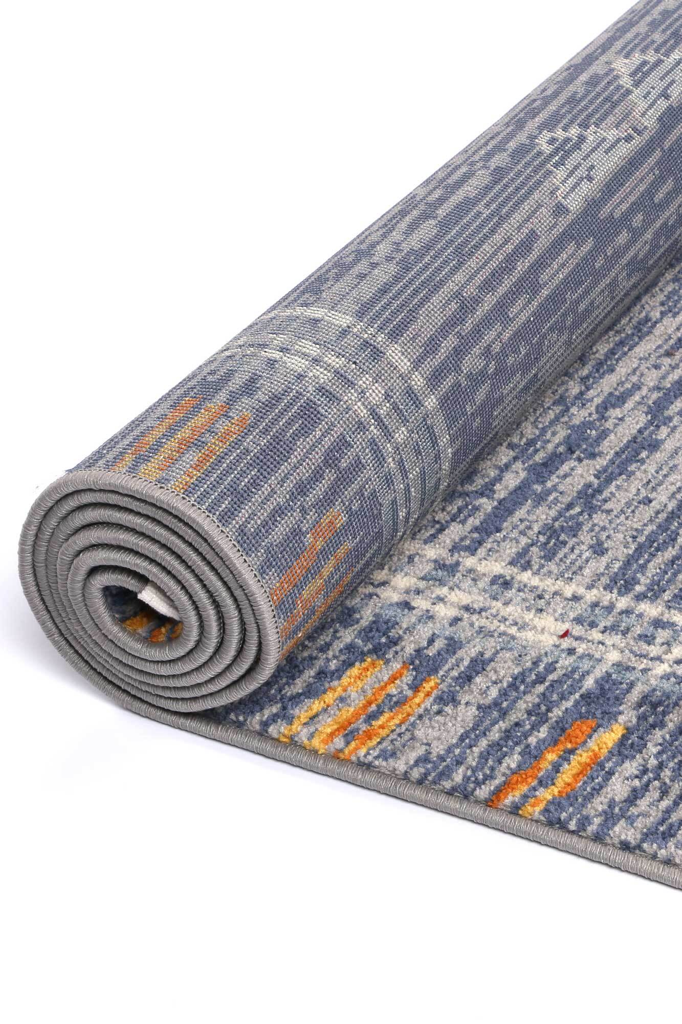 Large View Inti Blue Moroccan Fringed Rug
