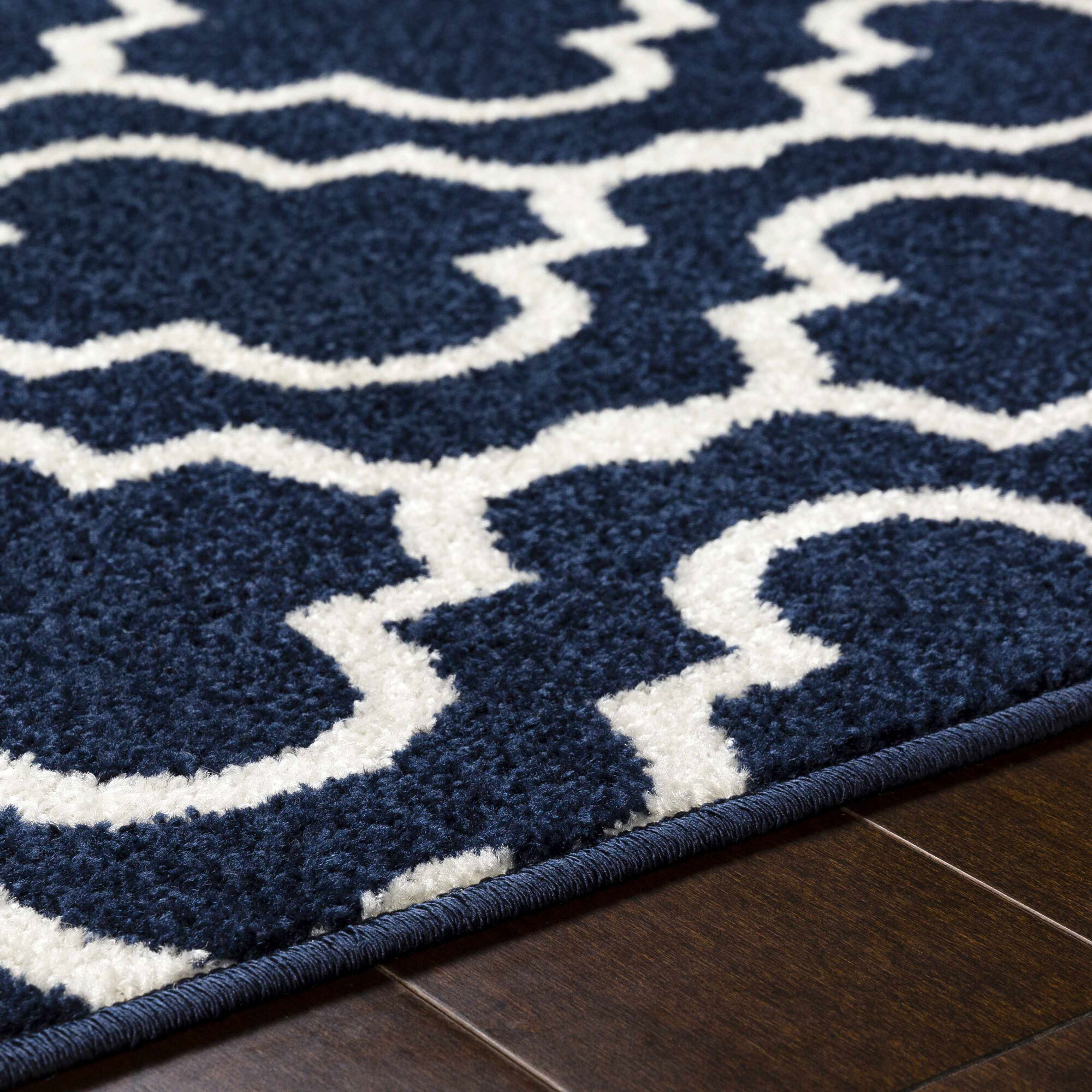 Large View Jack Navy Trellis Pattern Rug