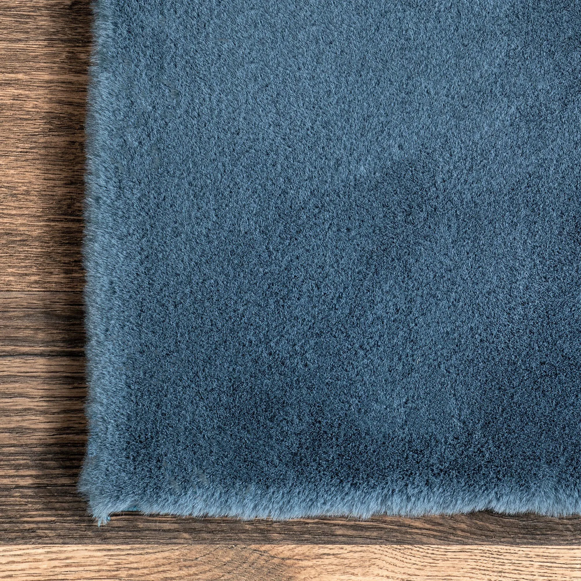Large View Jessa Blue Plush Washable Rug