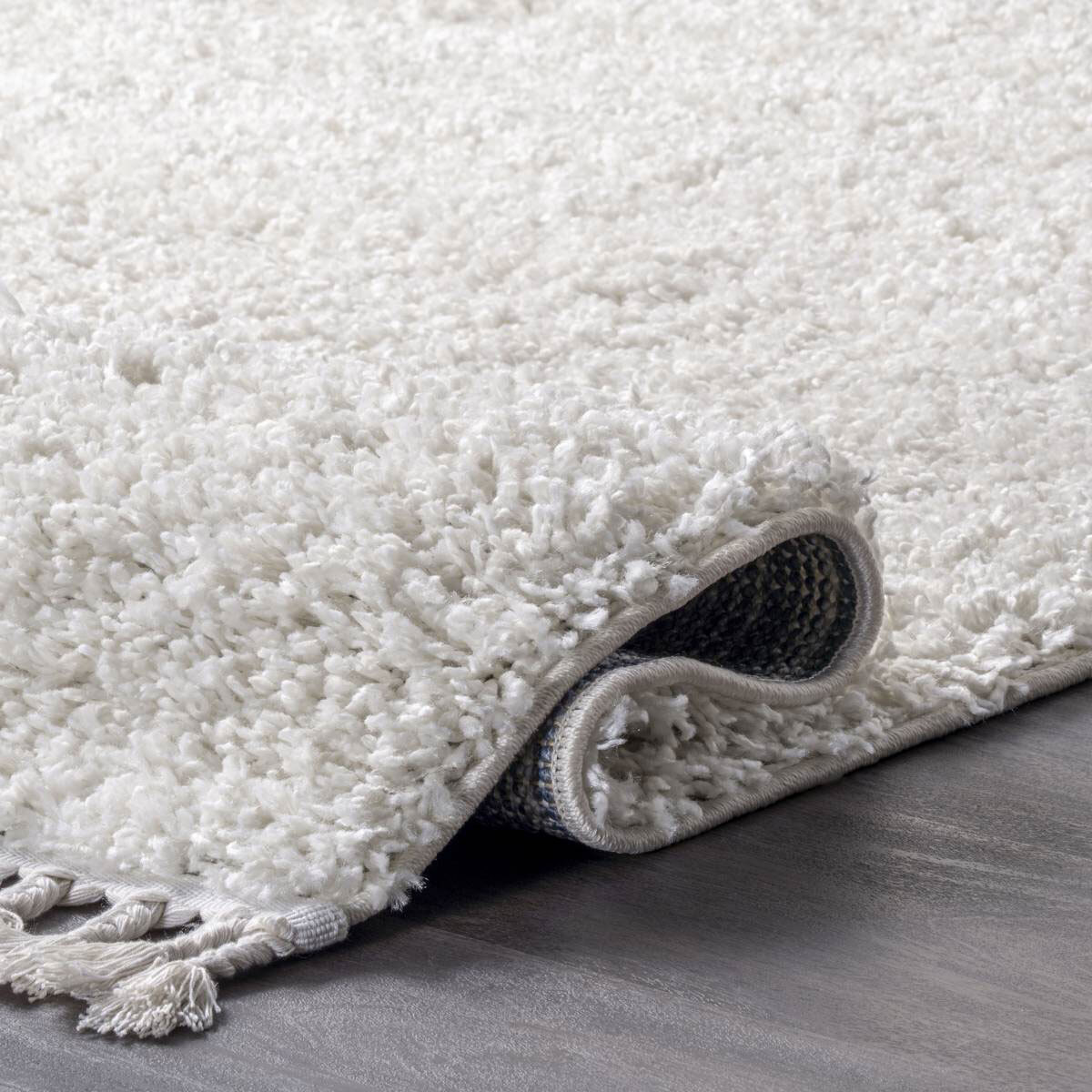 Large View Joey Cream Shaggy Tassel Rug