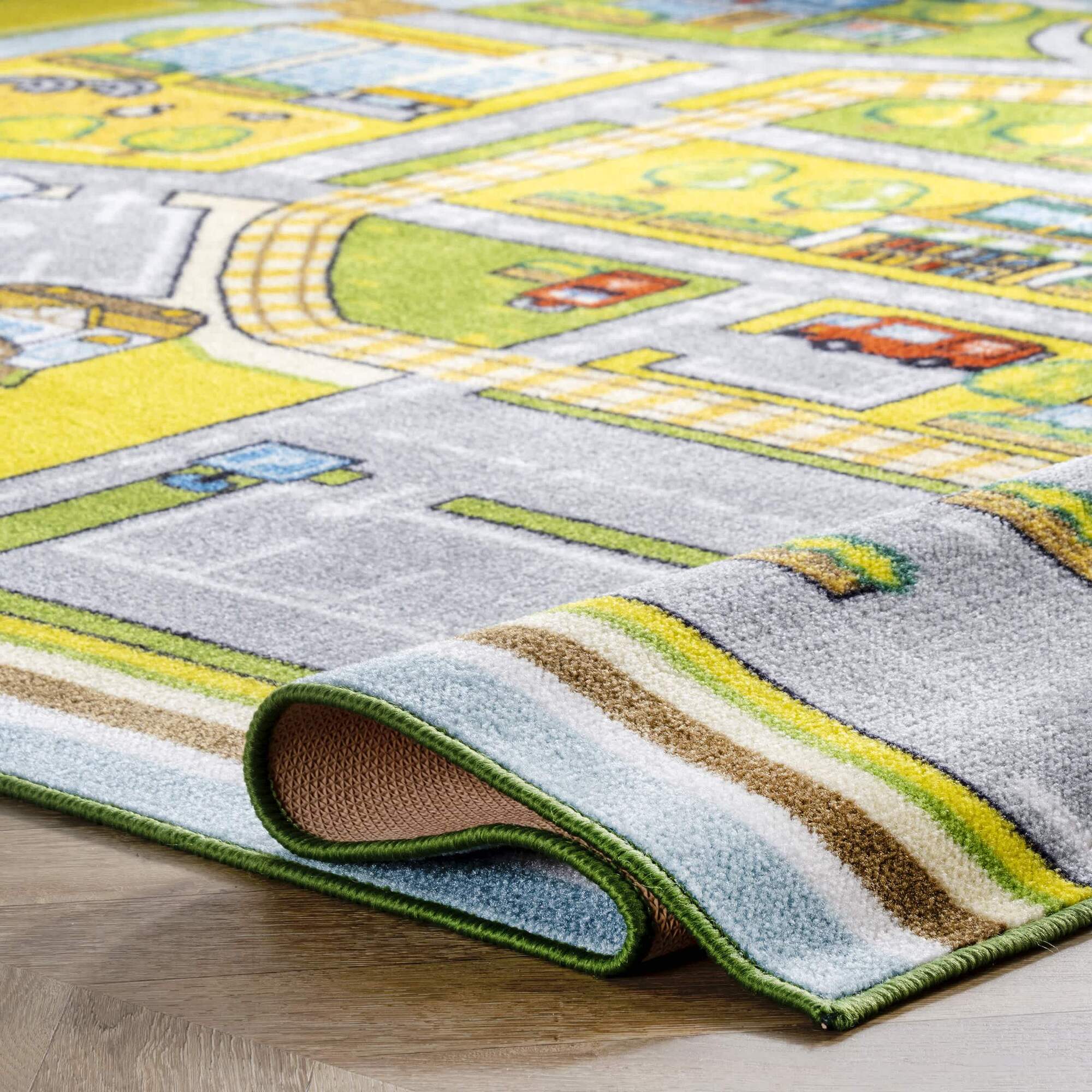Large View Kids Car Road Town Play Rug