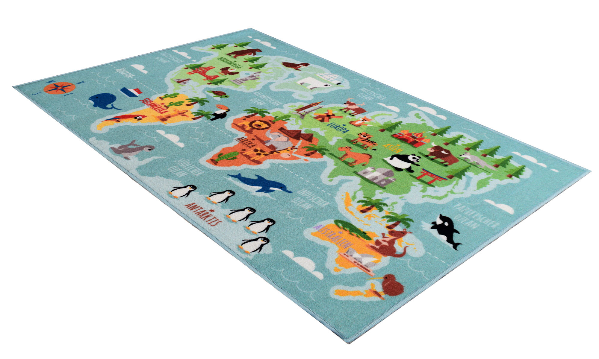 Kids World Map Sea Rug