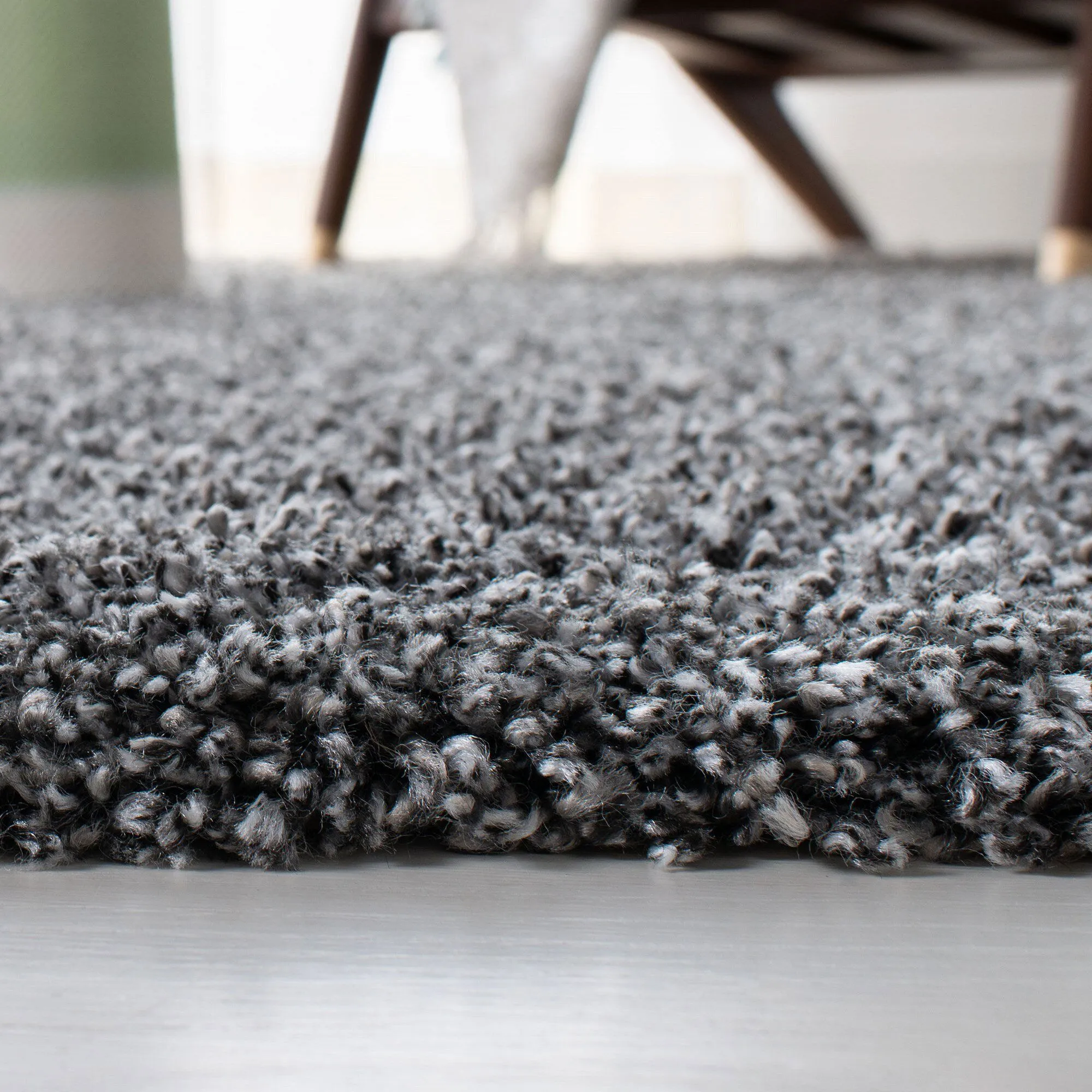 Large View Lara Plain Charcoal Shaggy Rug