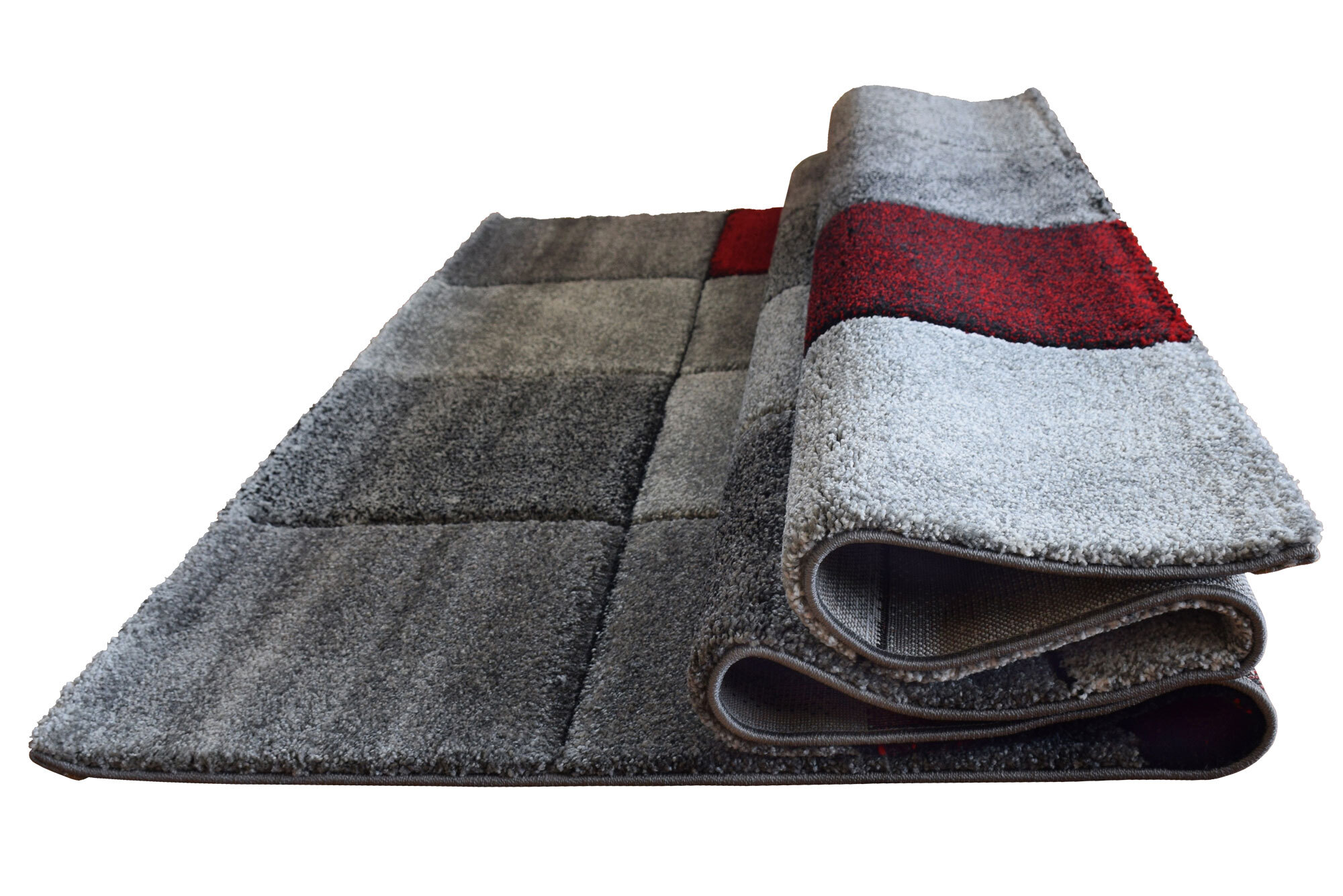 Large View Lucia Red Square Pattern Rug