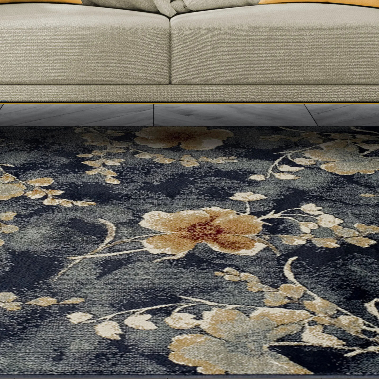 Large View Leila Contemporary Floral Rug
