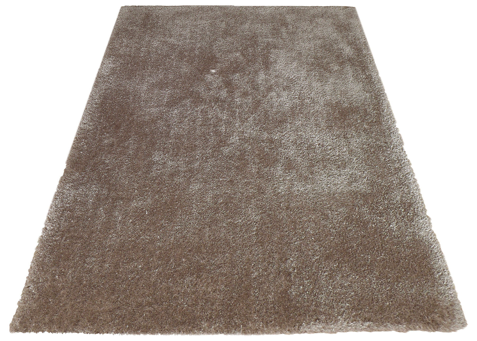 Large View Luxe Plain Brown Shaggy Rug