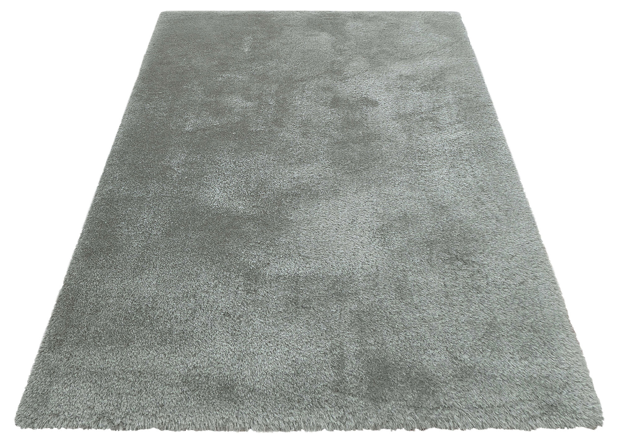 Large View Luxe Plain Silver Shaggy Rug