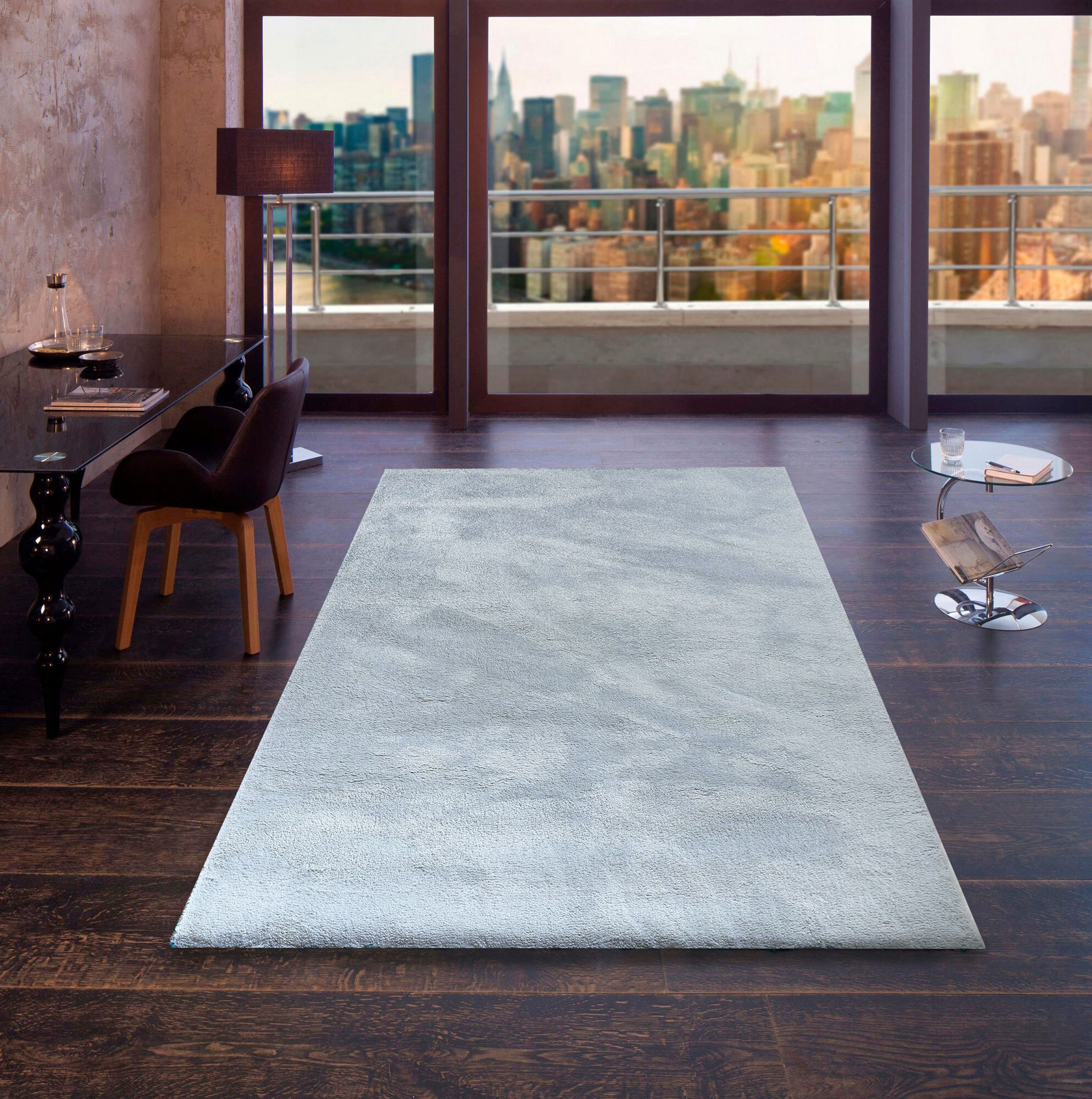 Levis Plain Blue Thick Shaggy Rug