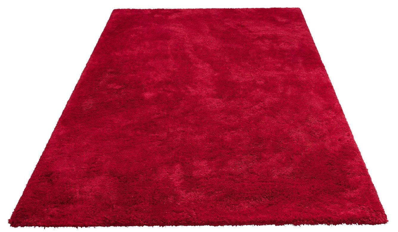 Large View Levis Plain Red Thick Shaggy Rug
