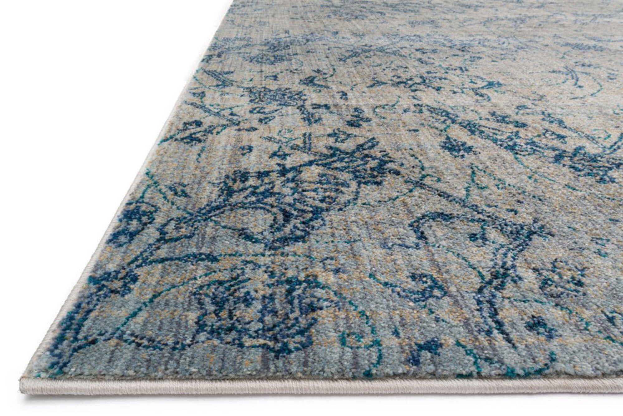 Large View Melanie Blue Overdyed Floral Rug