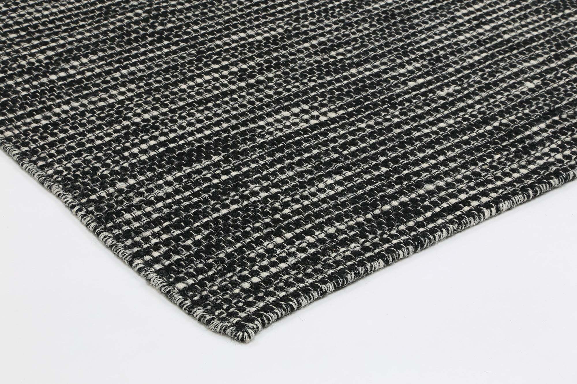 Large View Natura Black Wool Flatweave Rug