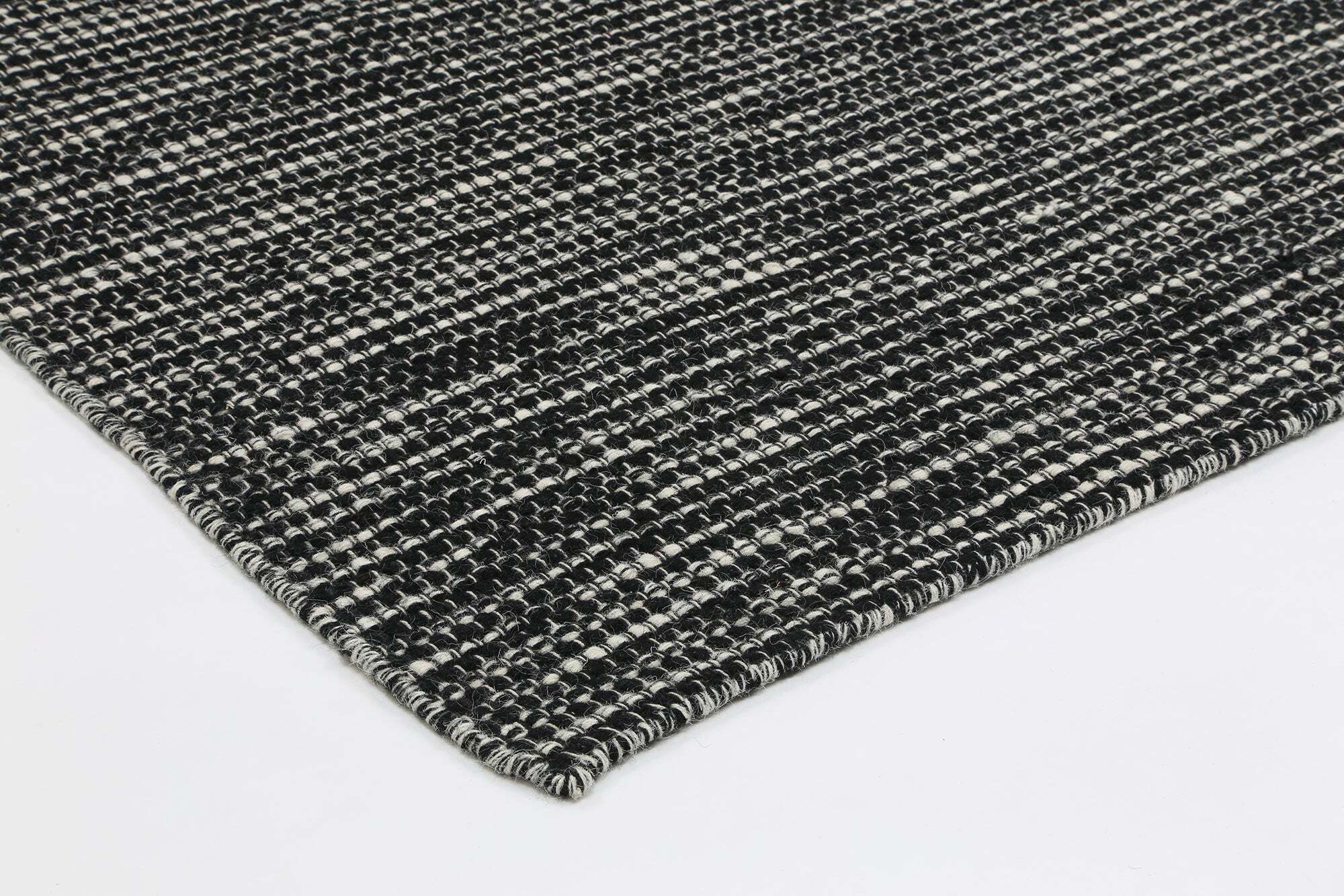 Natura Black Wool Flatweave Rug