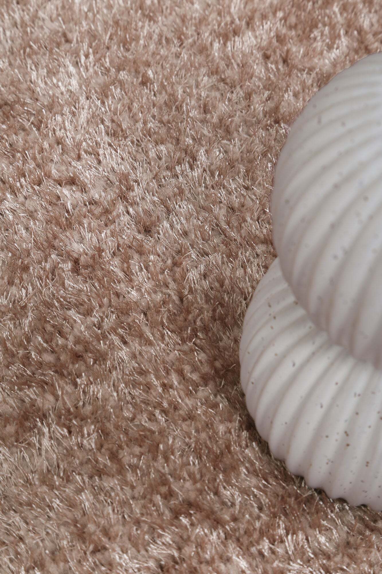 Large View Palace Plain Beige Shaggy Rug