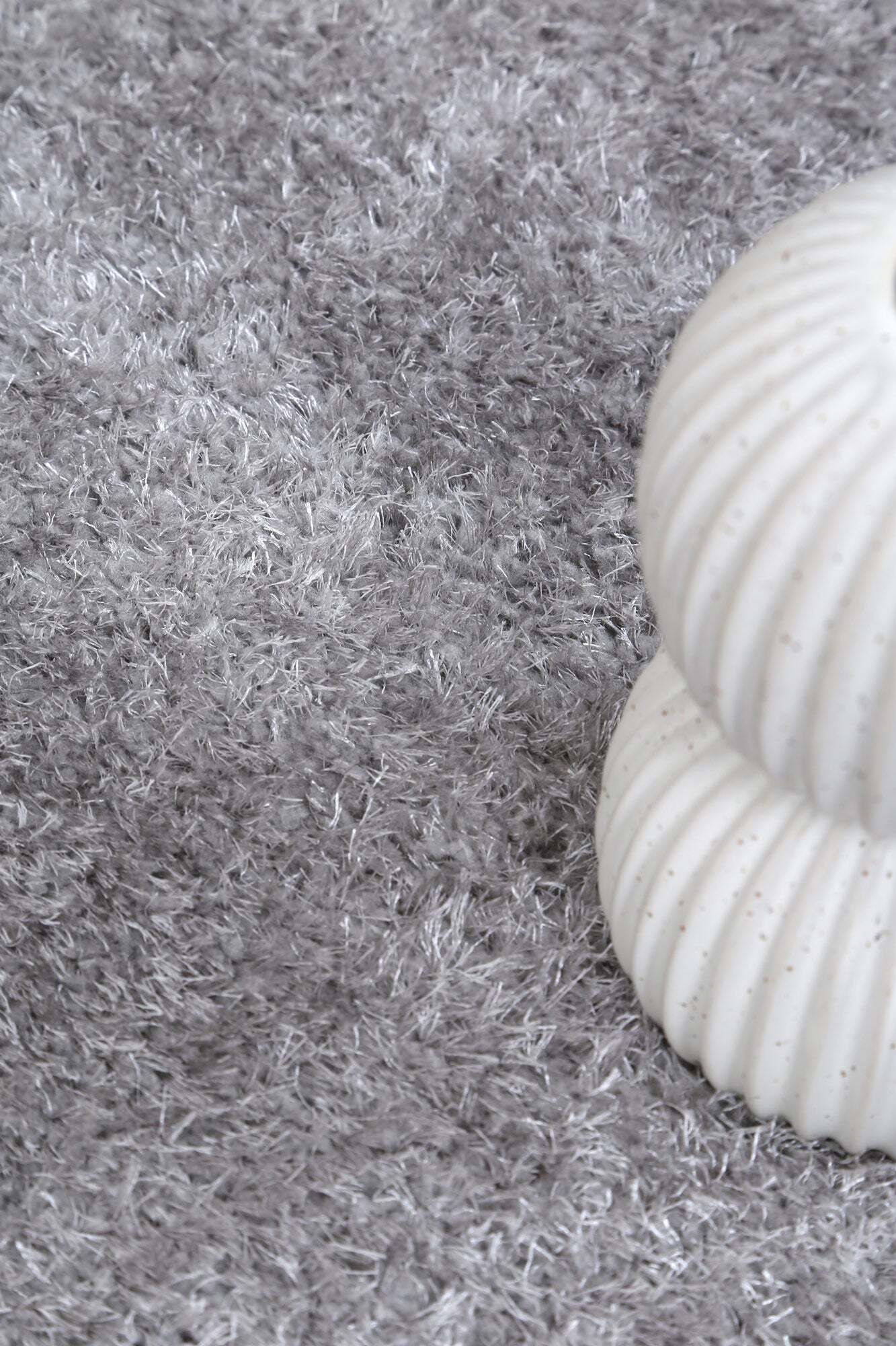 Large View Palace Plain Light Grey Shaggy Rug