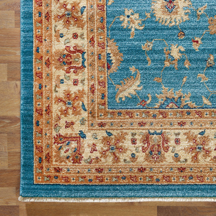 Large View Parker Blue Oriental Fringed Rug