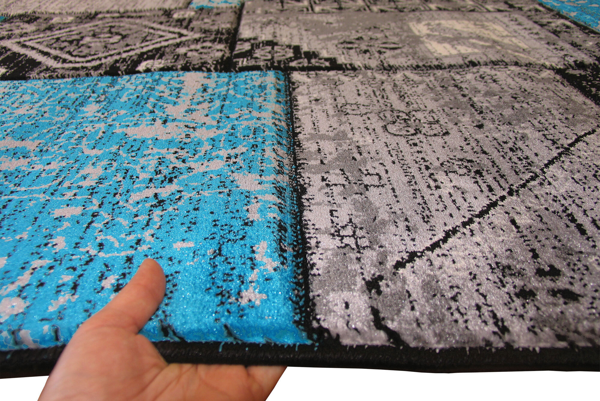 Paris Turquoise Patchwork Rug