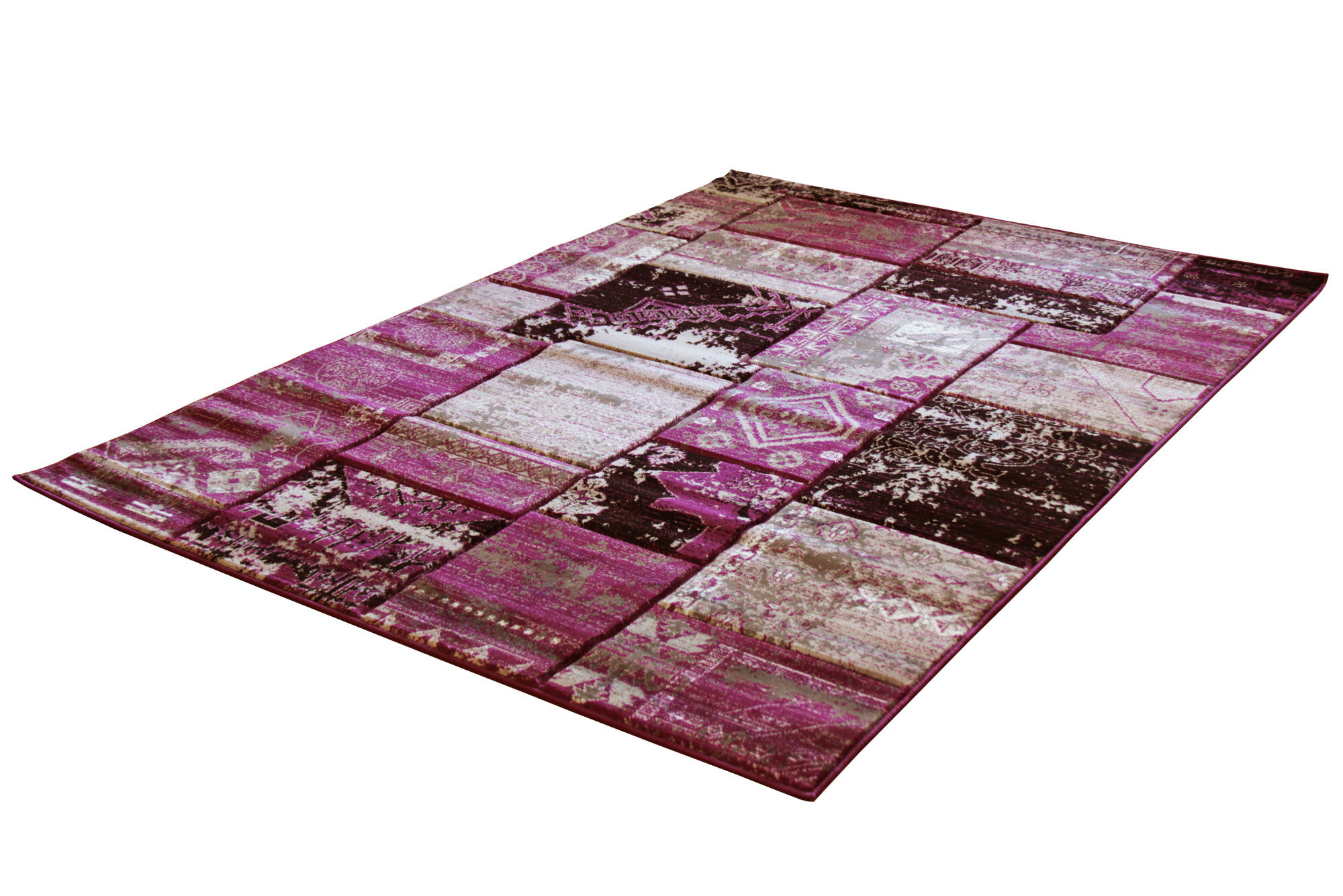 Large View Paris Carved Lilac Patchwork Rug