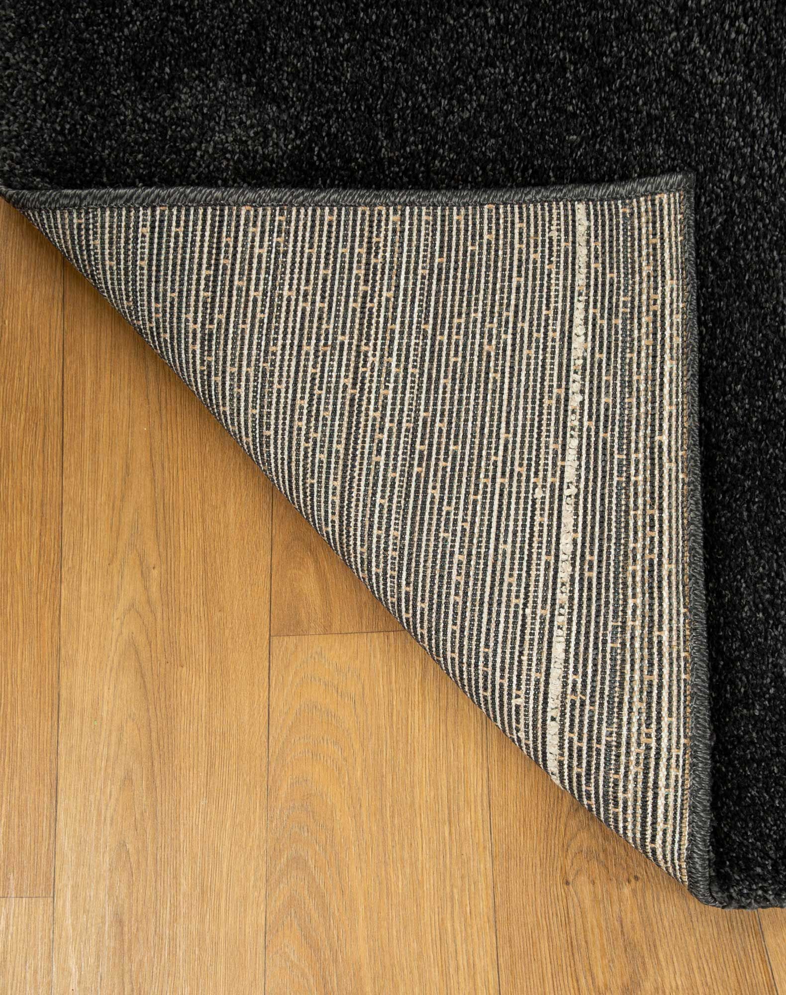 Large View Plush Plain Black Rug