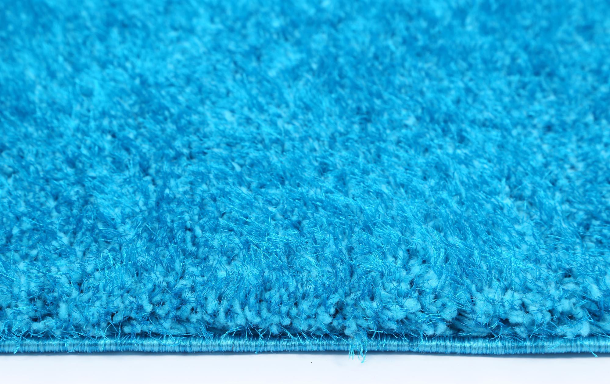 Large View Puffy Plain Teal Shaggy Rug