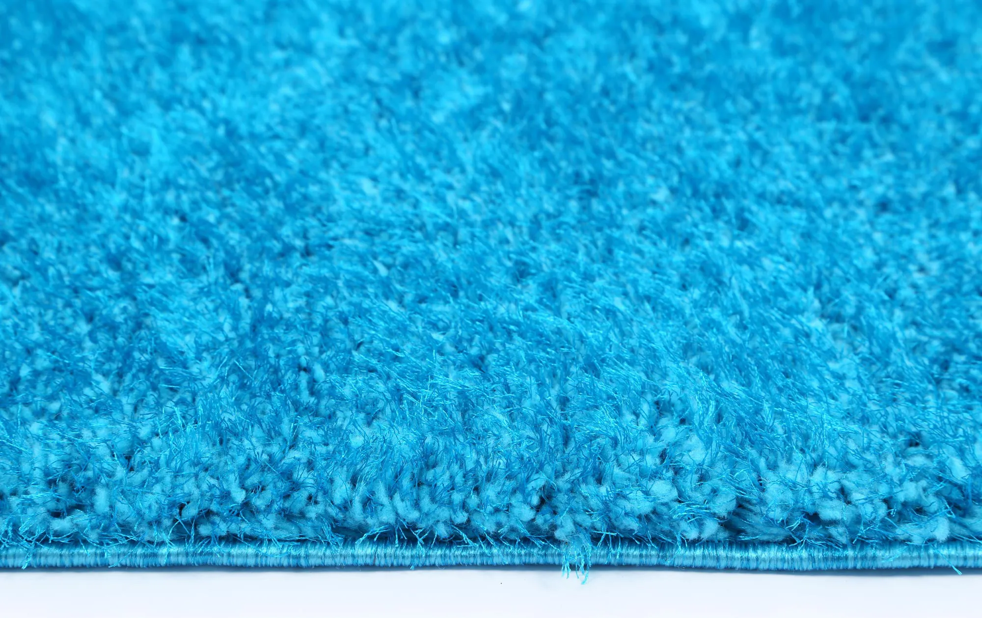Large View Puffy Plain Teal Shaggy Rug