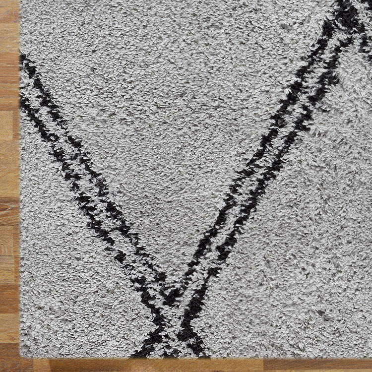 Large View Salem Grey Moroccan Shaggy Rug