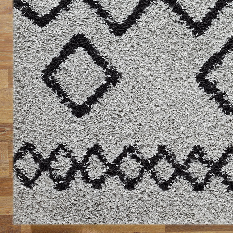 Large View Salem Grey Moroccan Shaggy Rug