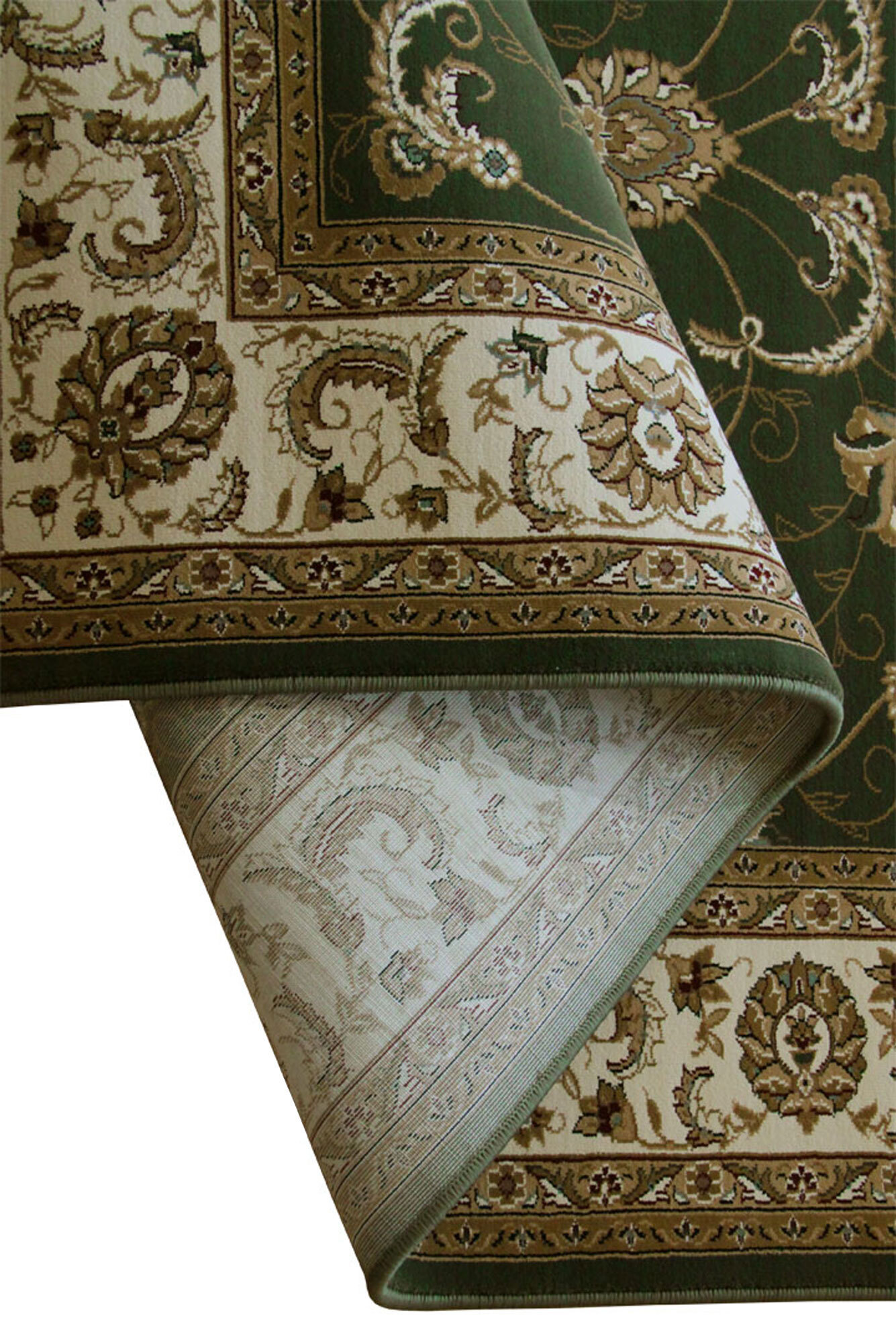 Large View Star Green Traditional Floral Rug