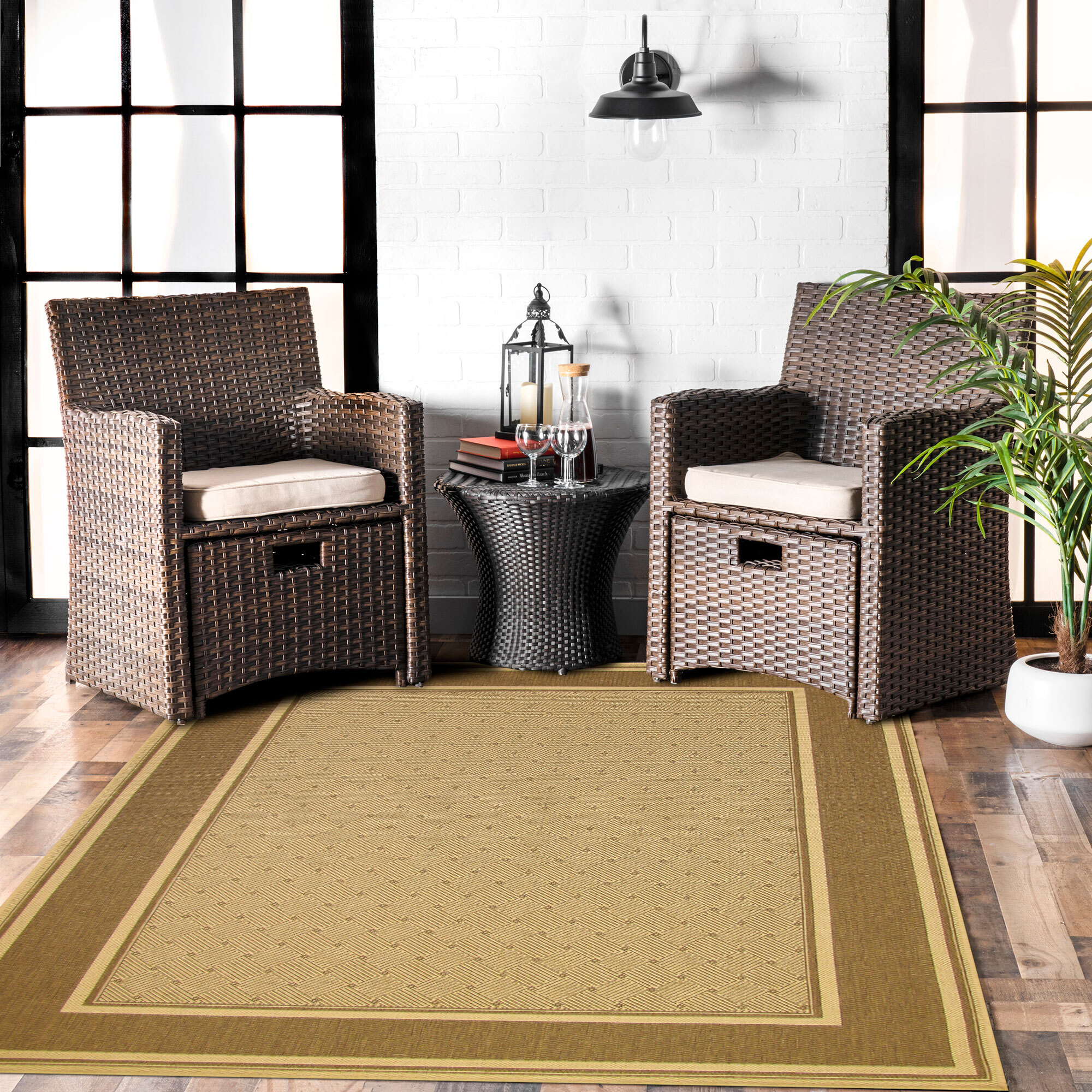 Large View Sama Beige Flatweave Border Rug