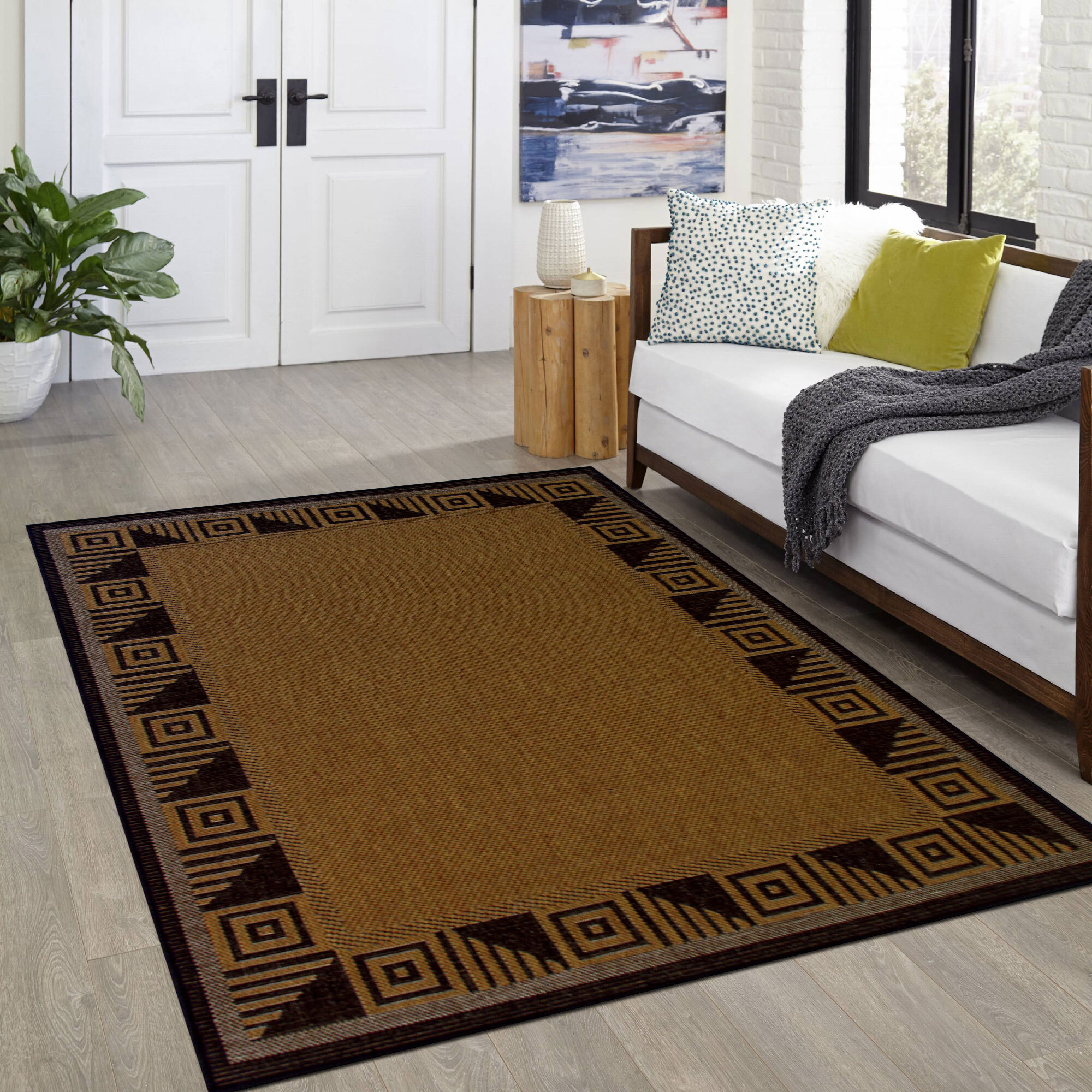 Large View Storm Indoor Outdoor Border Rug