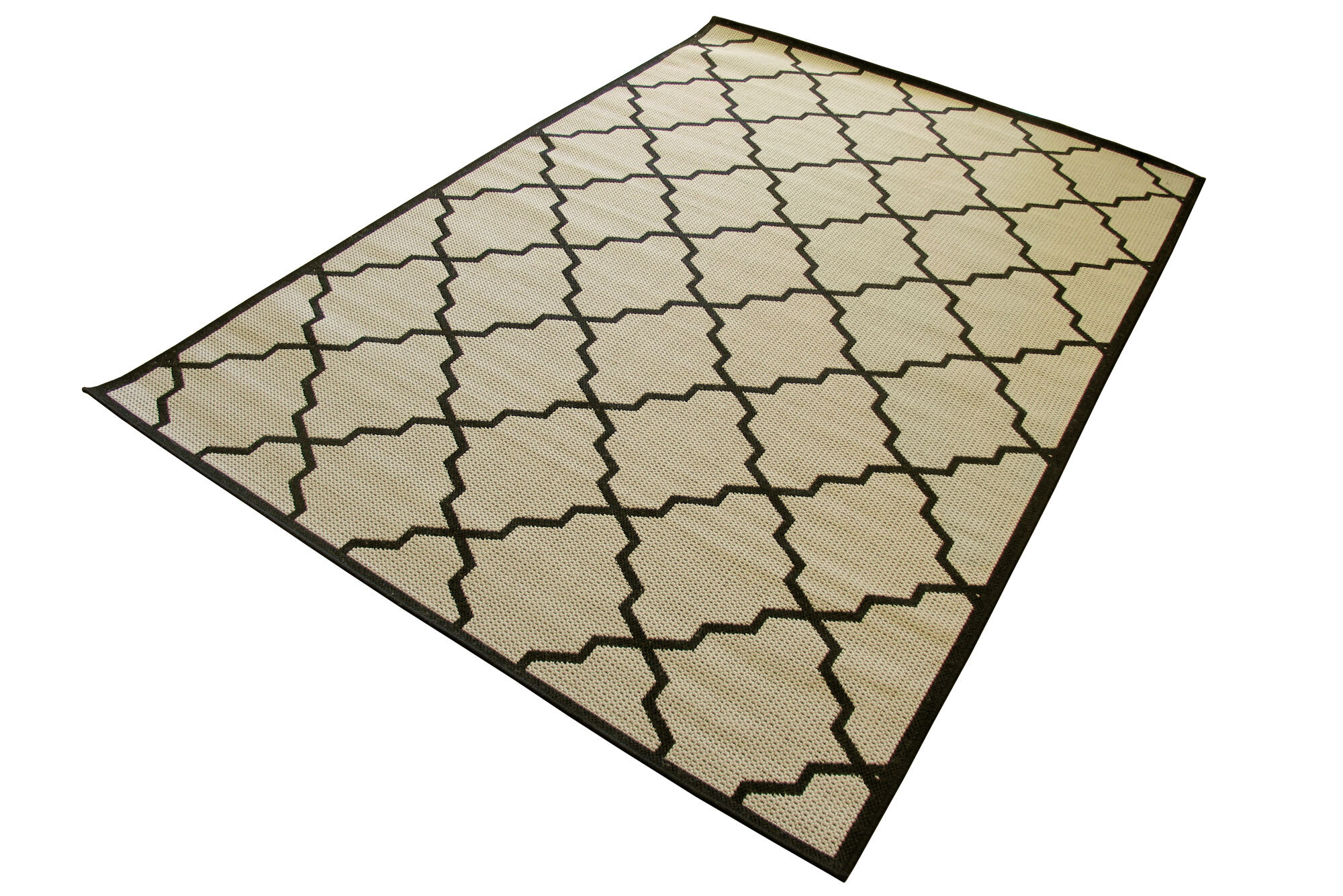 Large View Storm Ivory Trellis Flatweave Rug