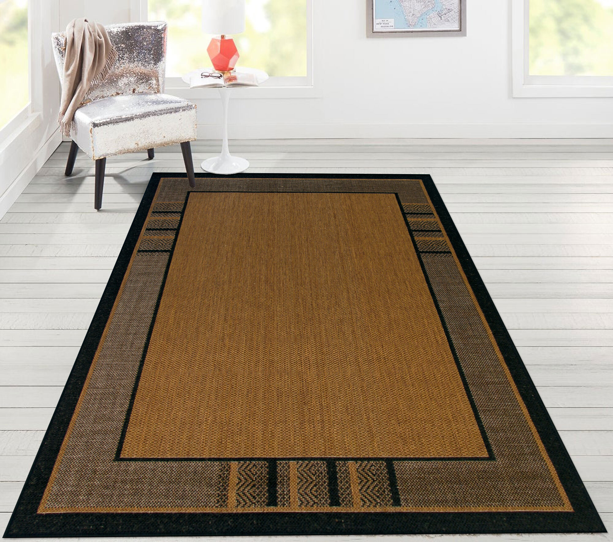 Large View Storm Indoor Outdoor Border Rug