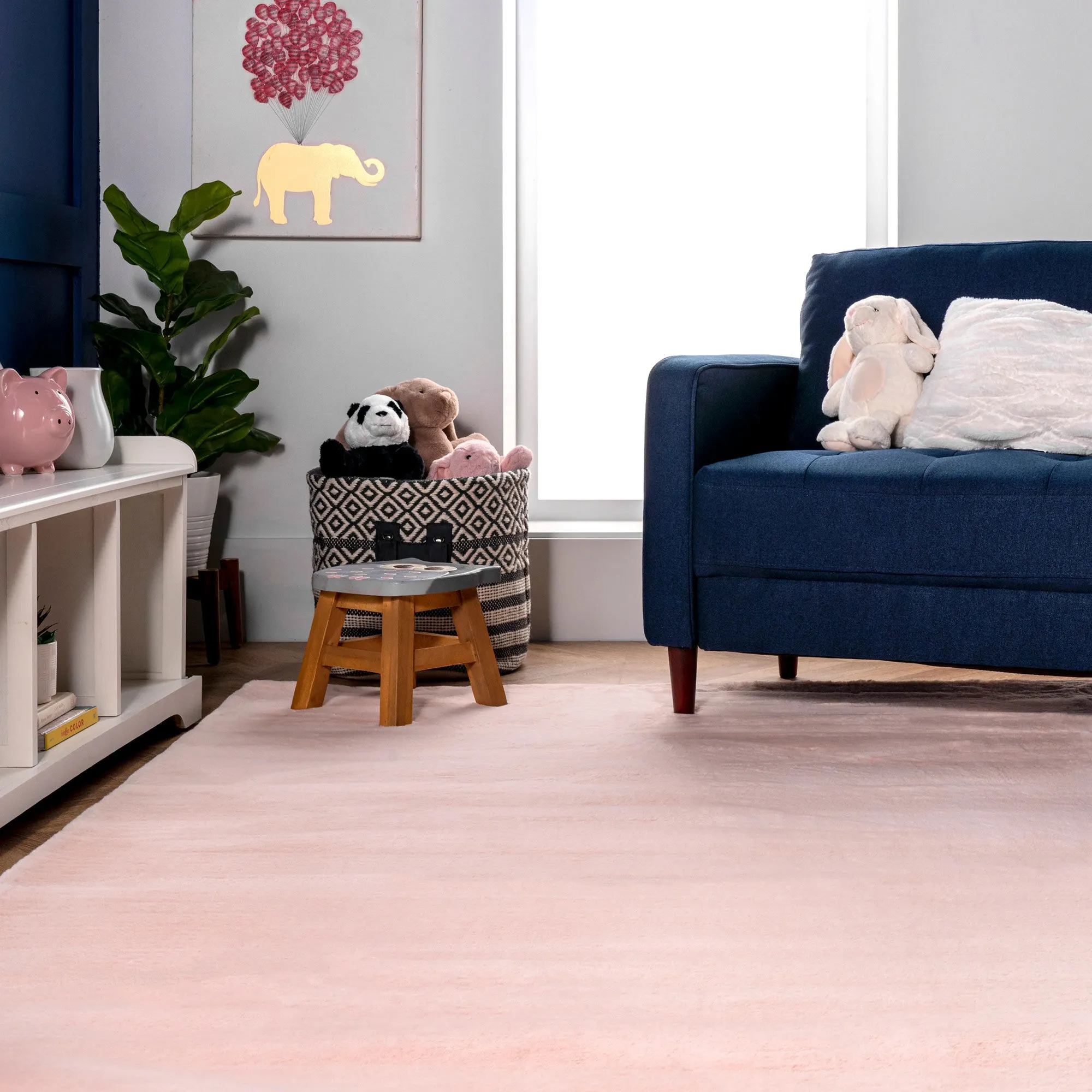 Large View Sofi Pink Faux Rabbit Shaggy Rug