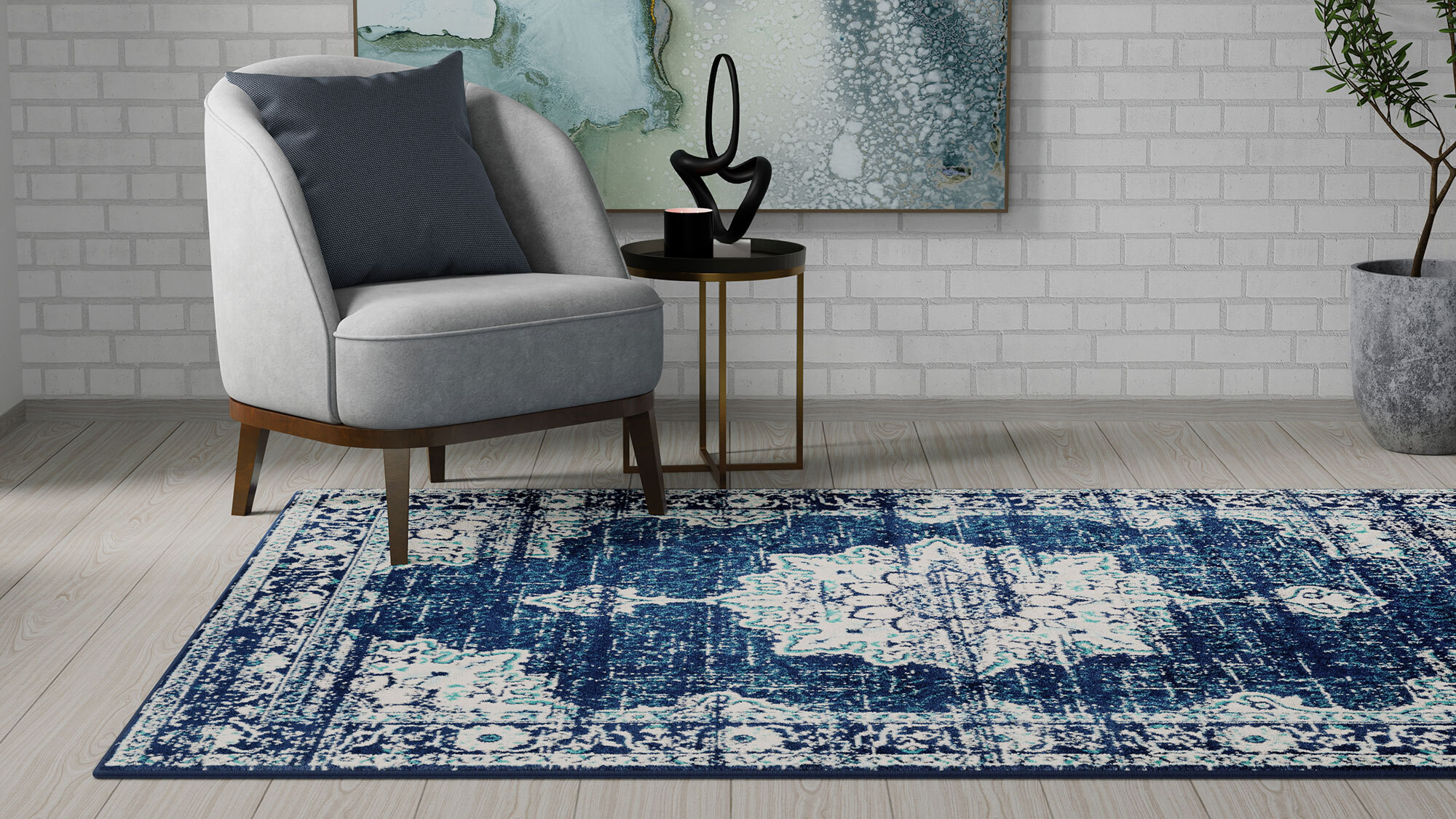 Large View Space Traditional Medallion Rug
