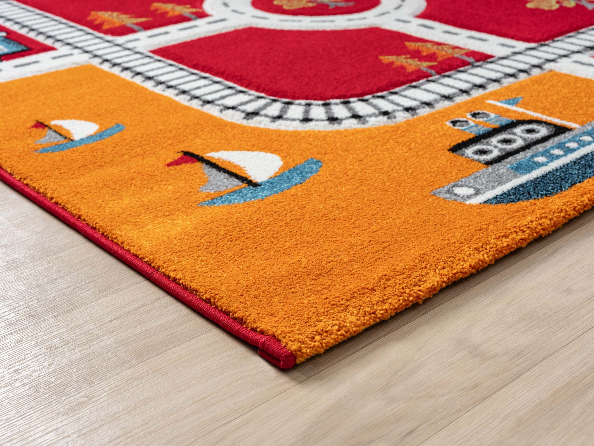 Large View Speedy Kids Town Road Rug