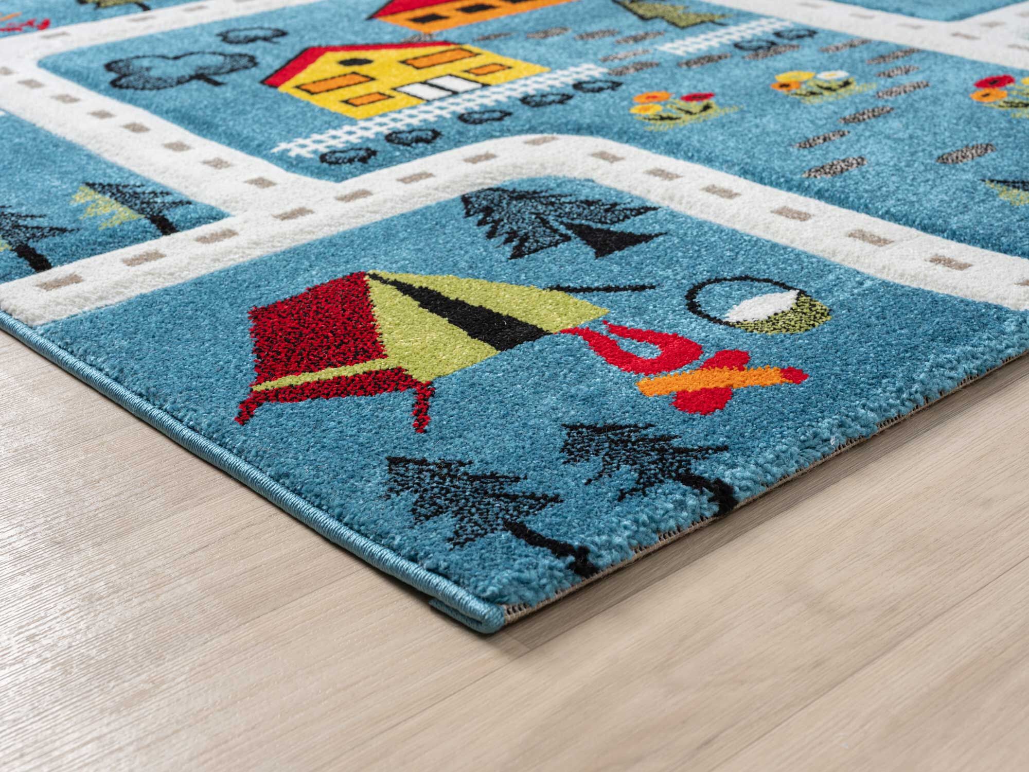 Large View Speedy Kids Town Road Rug