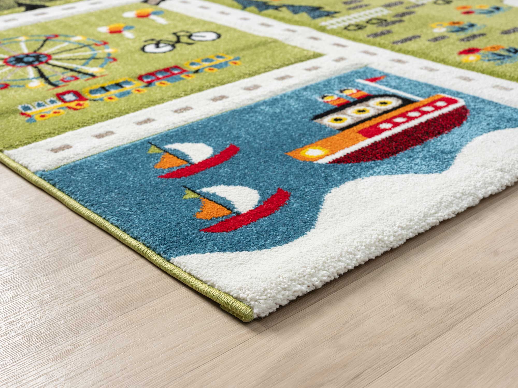 Large View Speedy Kids Town Road Rug