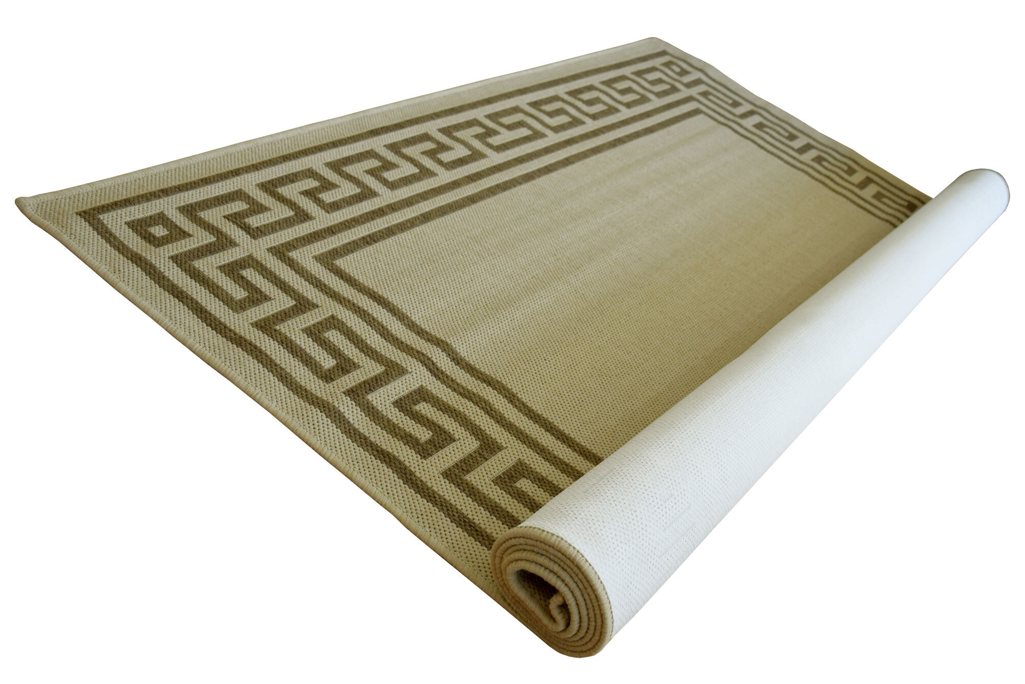 Soleil Beige Greek Key Border Rug