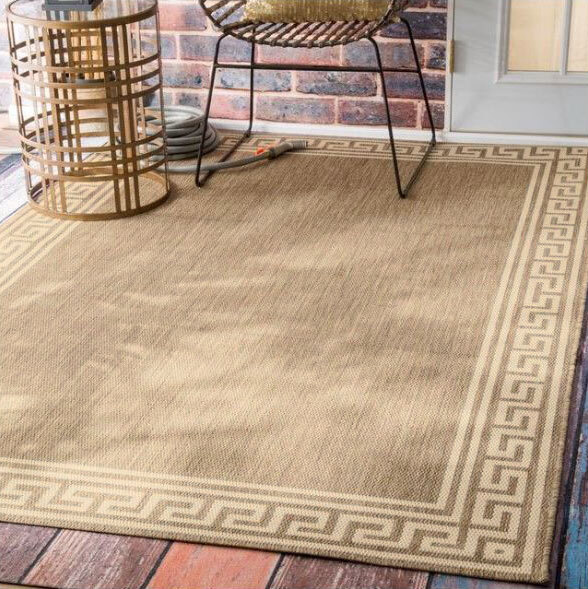 Large View Subi Tan Greek Key Flatweave Rug