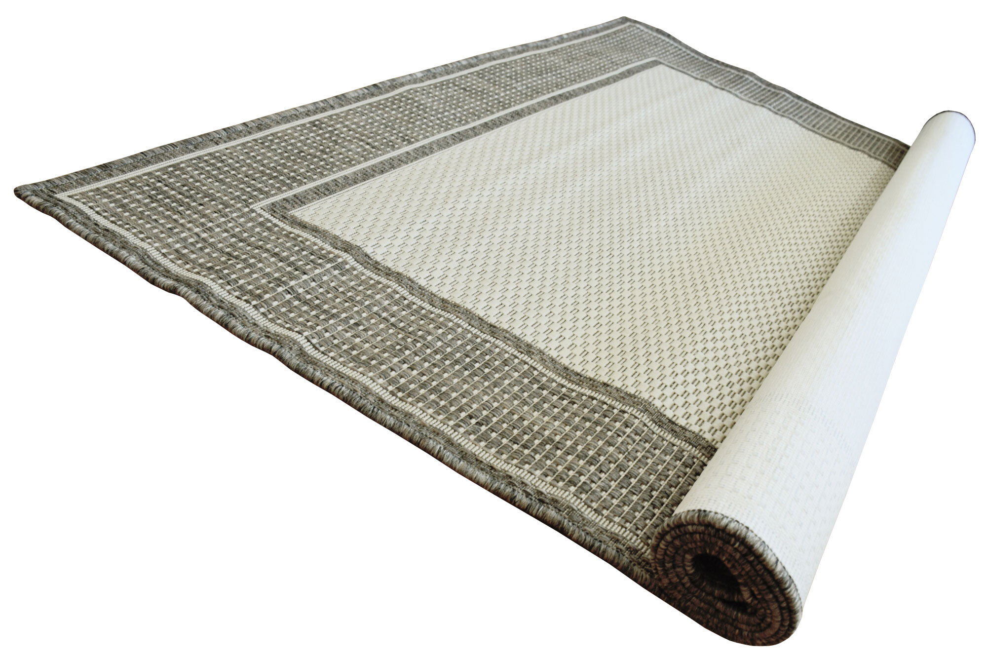 Large View Soleil Beige Border Flatweave Rug